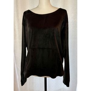 Born Black Velour Womens Long Sleeve Soft Round Neck Top Size Large